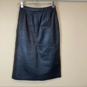 Vintage Neiman Marcus Exclusive NM Only Black Leather Pencil Skirt